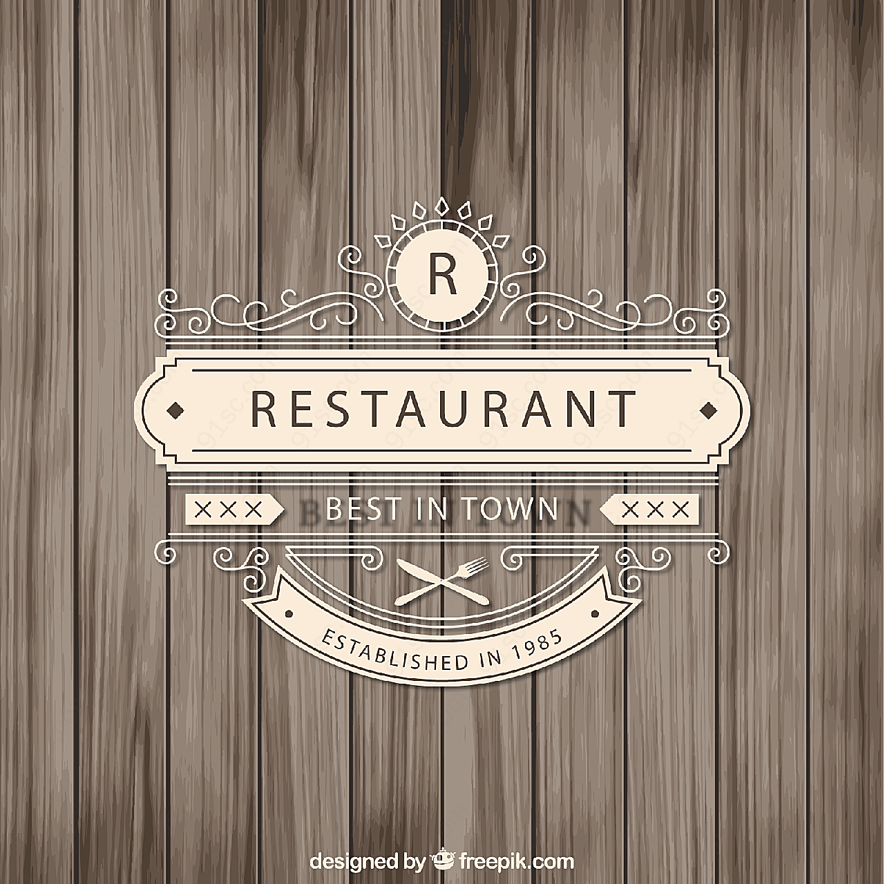 复古餐厅标志矢量logo图形