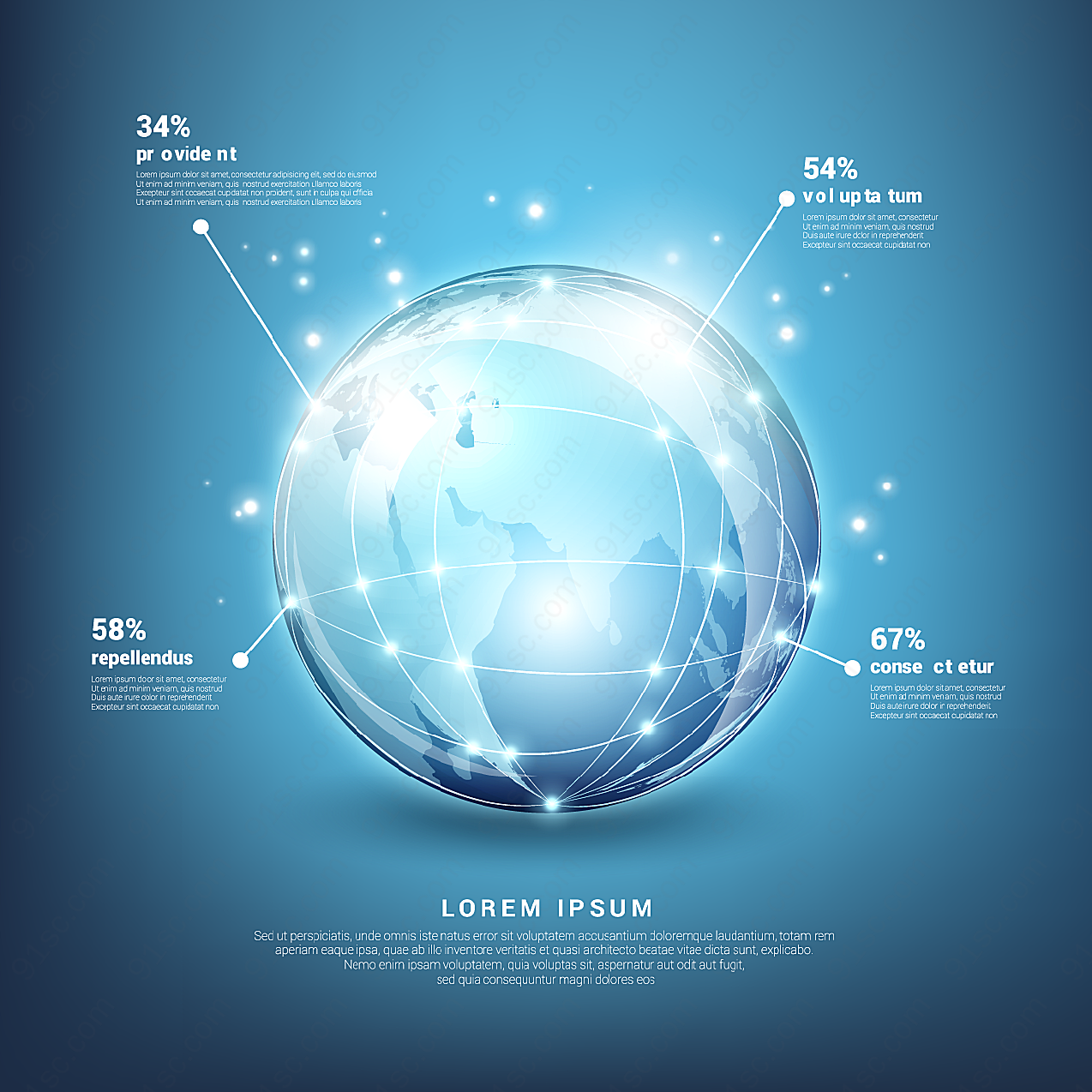 地球信息图表矢量商务金融