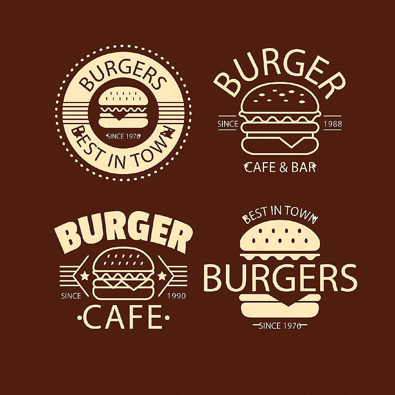 汉堡包标志设计矢量logo图形