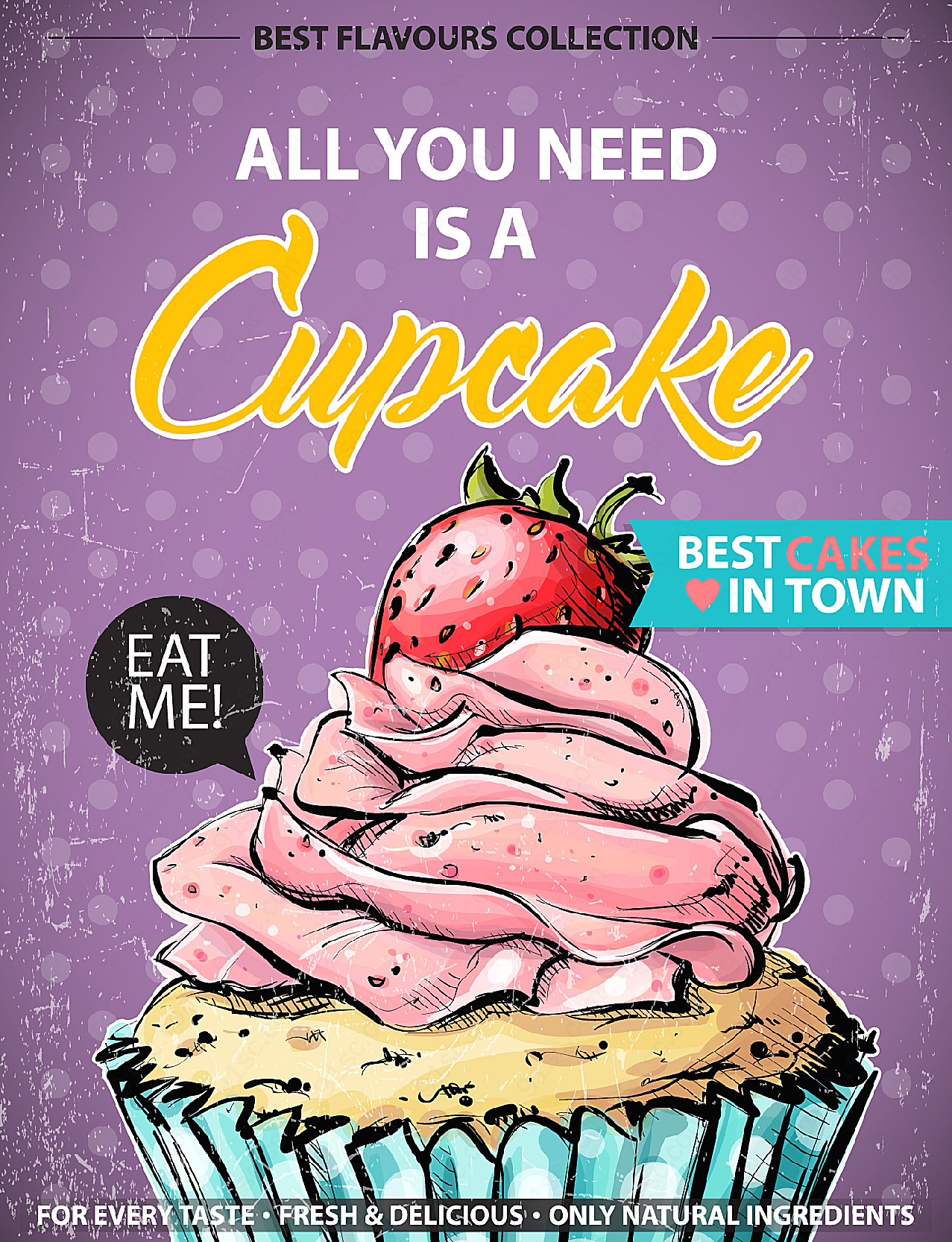 草莓纸杯蛋糕海报平面广告