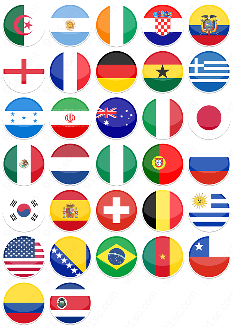 世界杯参赛国国旗国旗图标