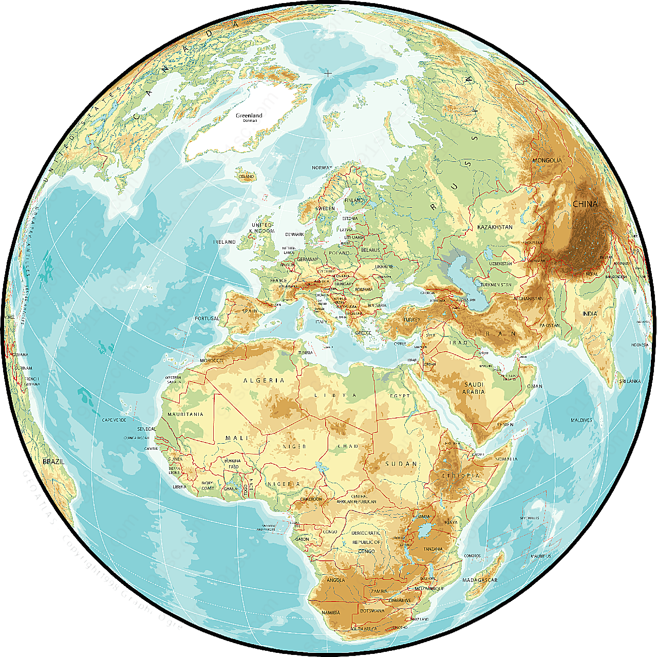 矢量欧洲球面地图矢量地图