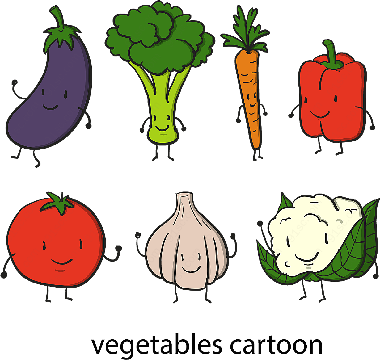 可爱卡通蔬菜矢量卡通角色