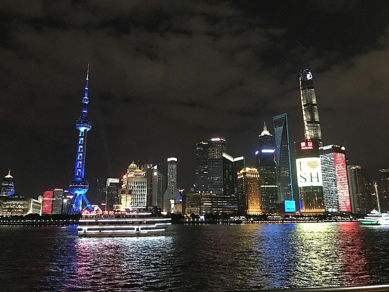 上海东方明珠塔夜景图片城市景观