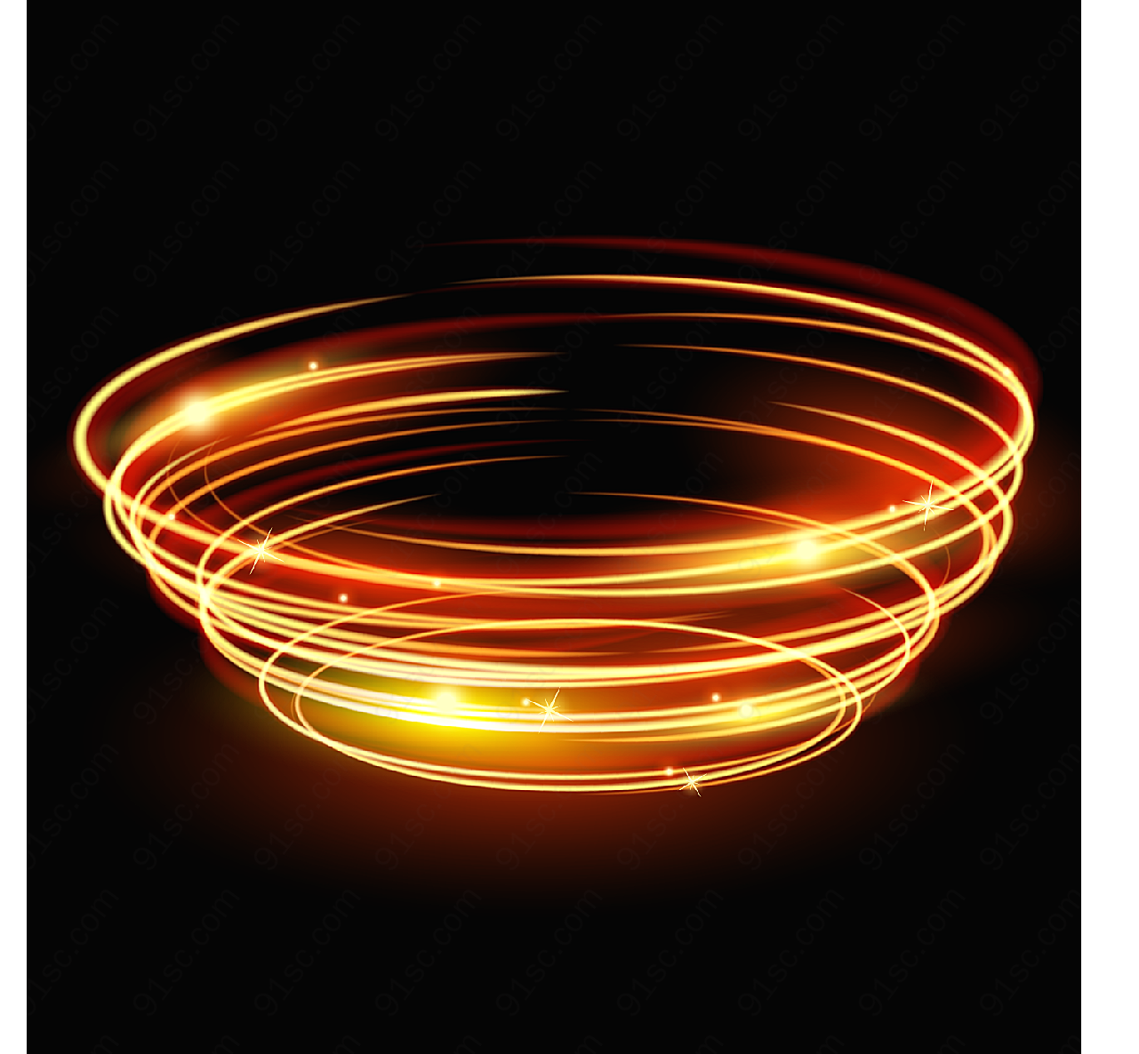金色螺旋环光晕矢量设计元素