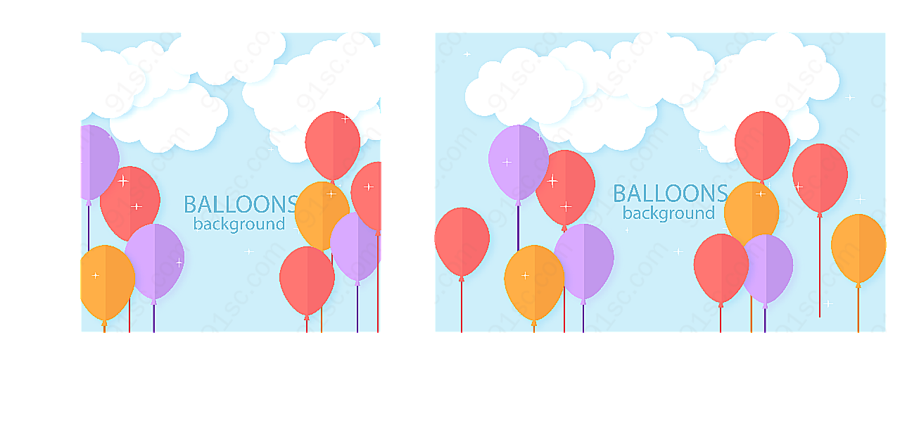 云朵和彩色气球节日用品