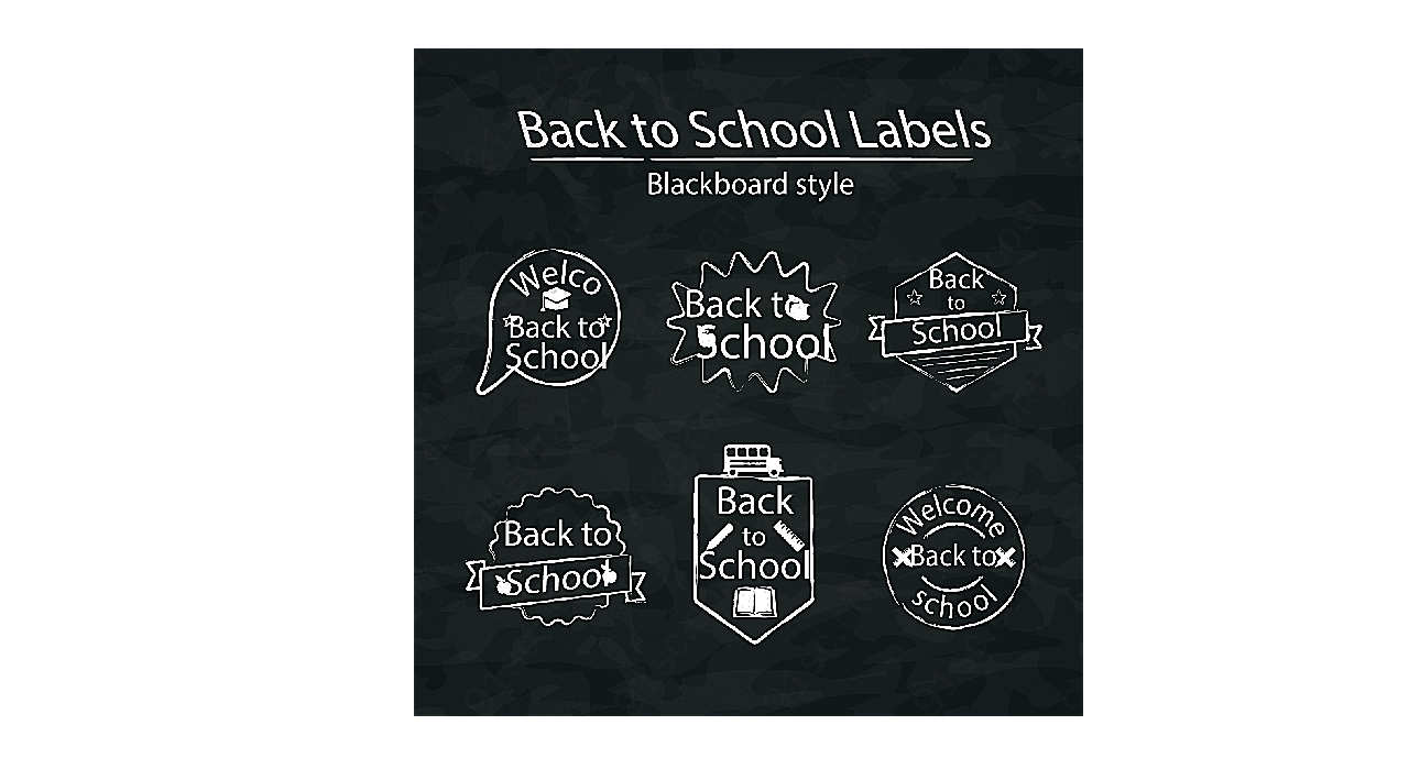黑板画风格返校标签label矢量