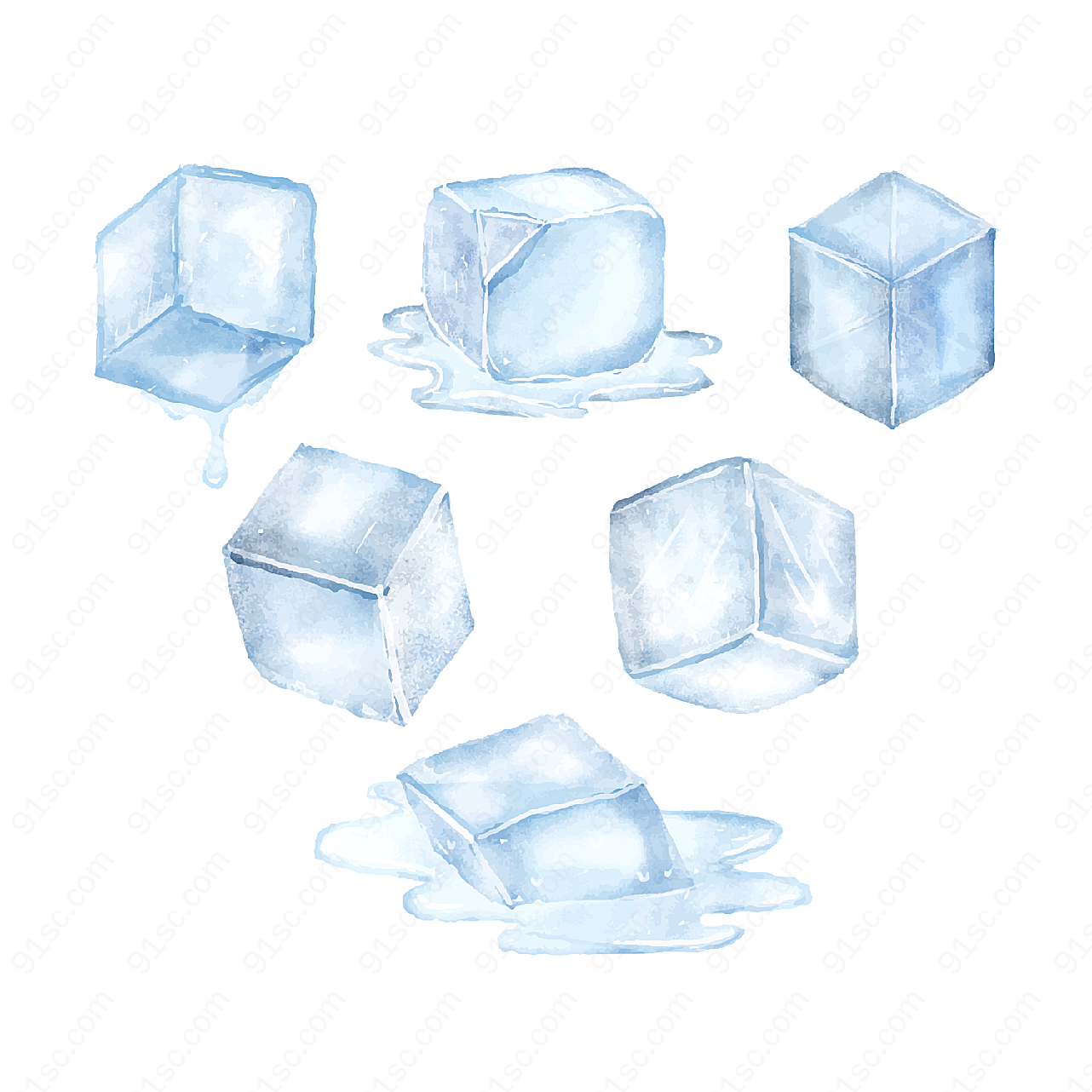 彩绘冰块设计矢量自然元素