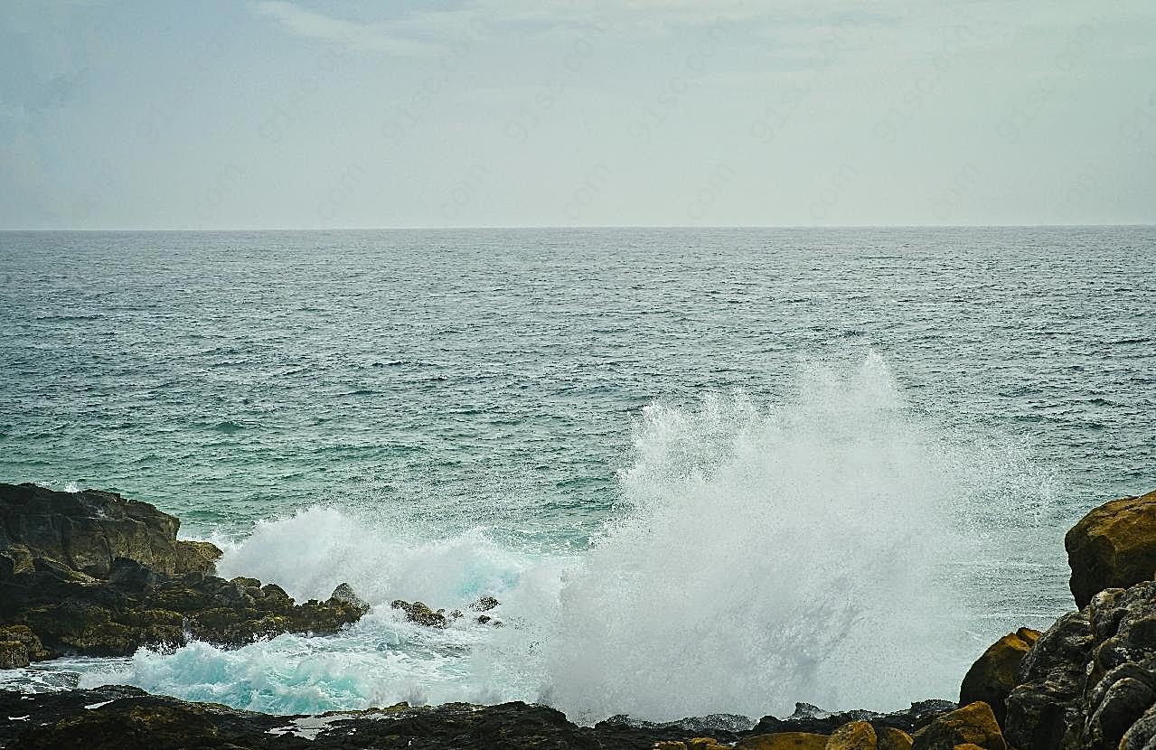 海洋海浪拍打图片摄影自然