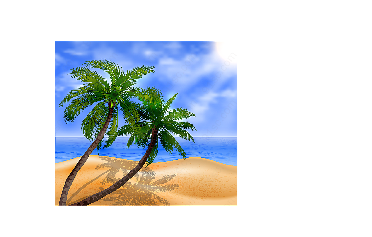 海岸椰树风光矢量自然风景