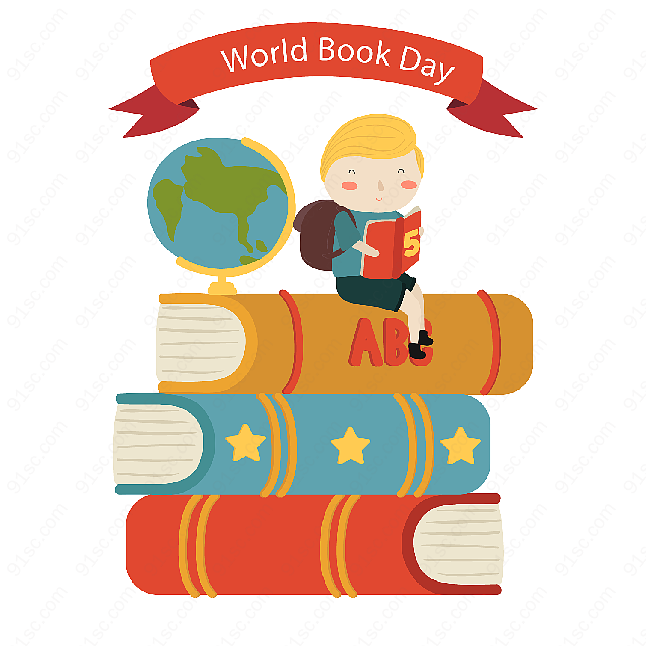 世界图书日书堆矢量节日其它