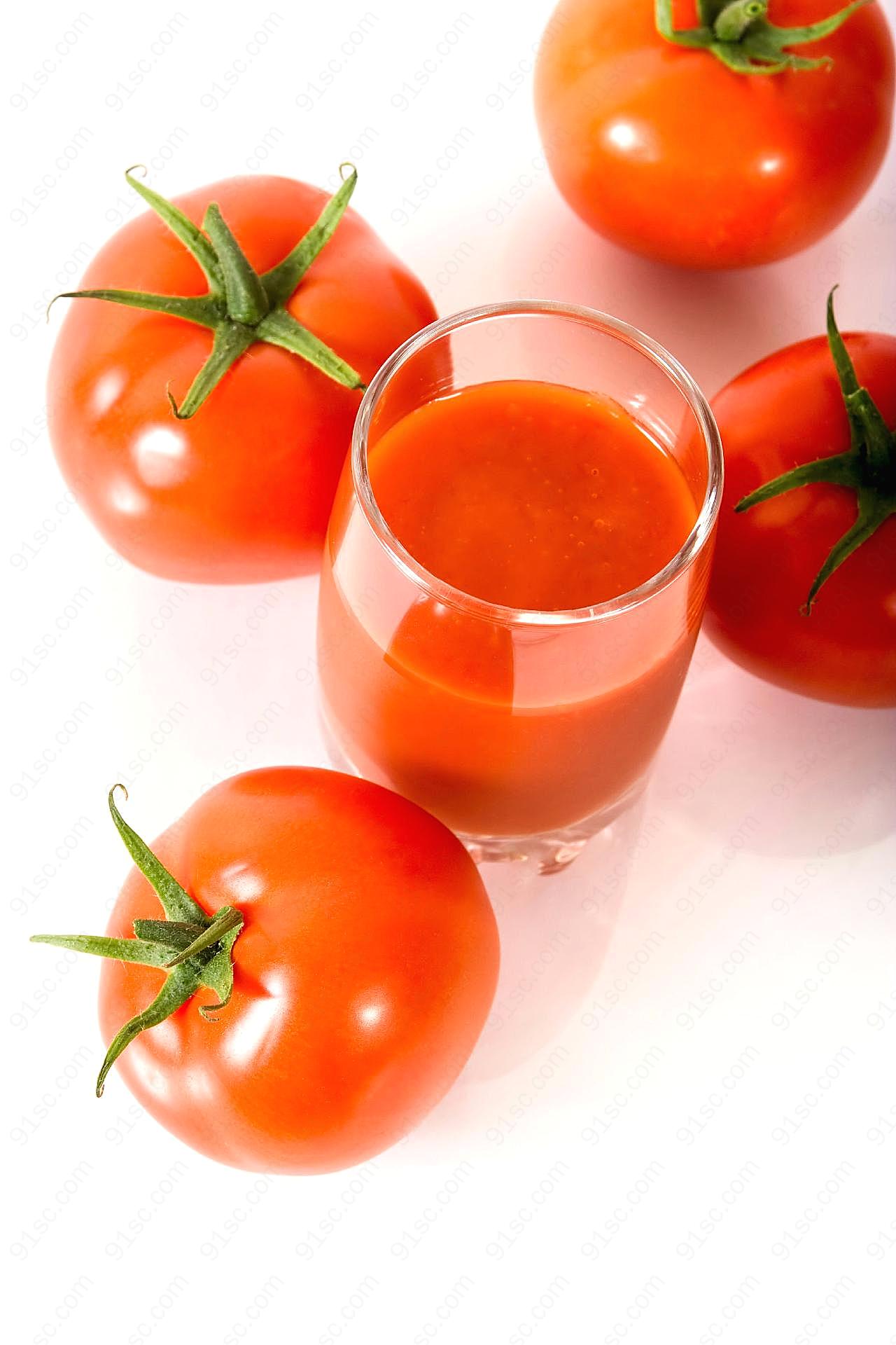番茄与番茄汁图片摄影