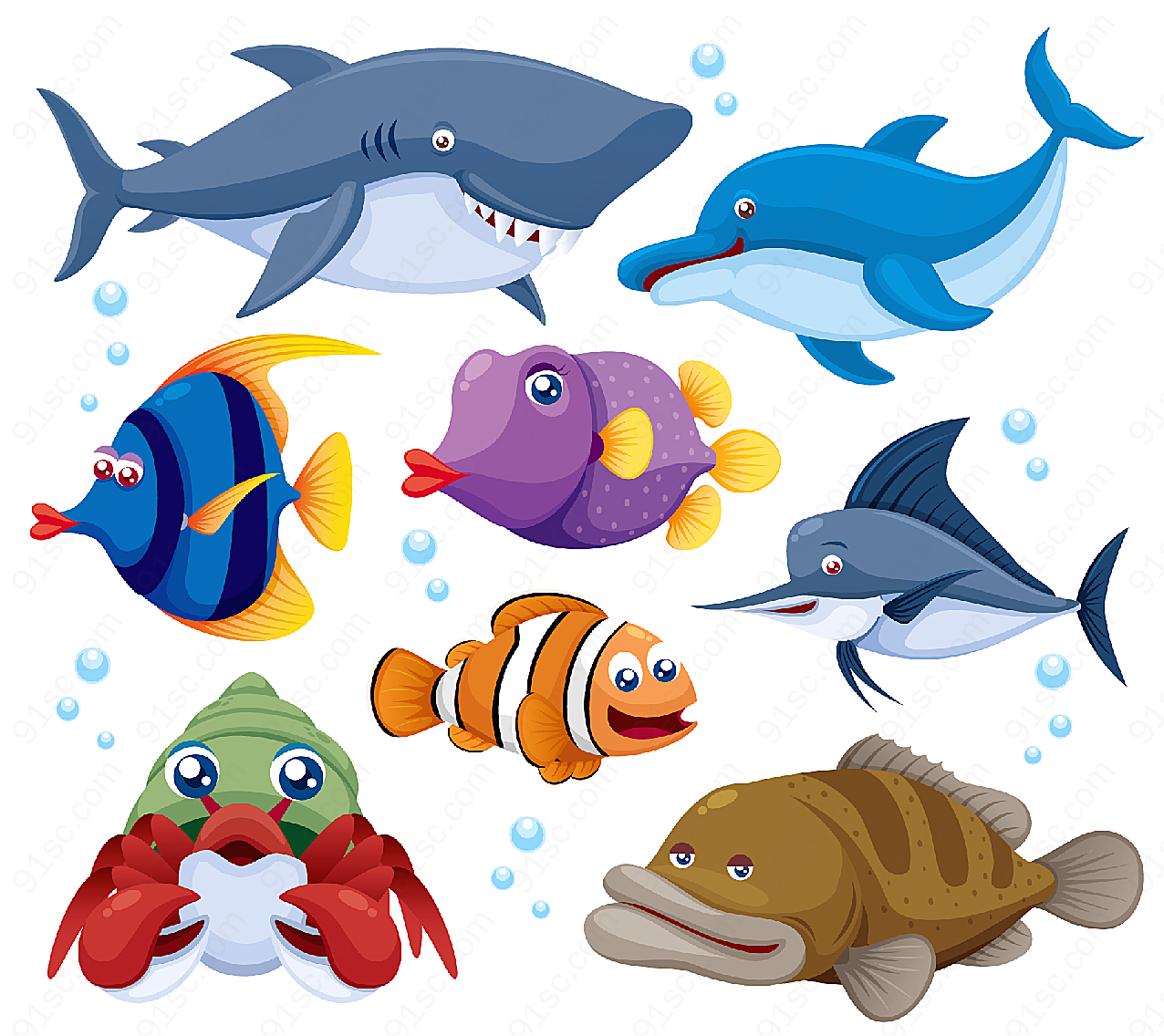 海洋动物矢量卡通动物