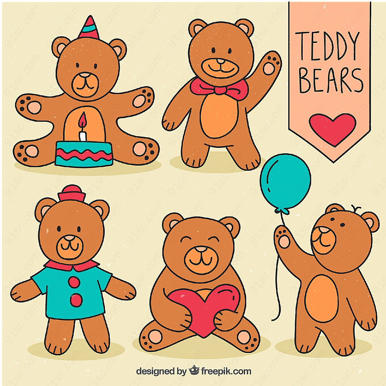 可爱泰迪熊矢量动物动物矢量卡通动物