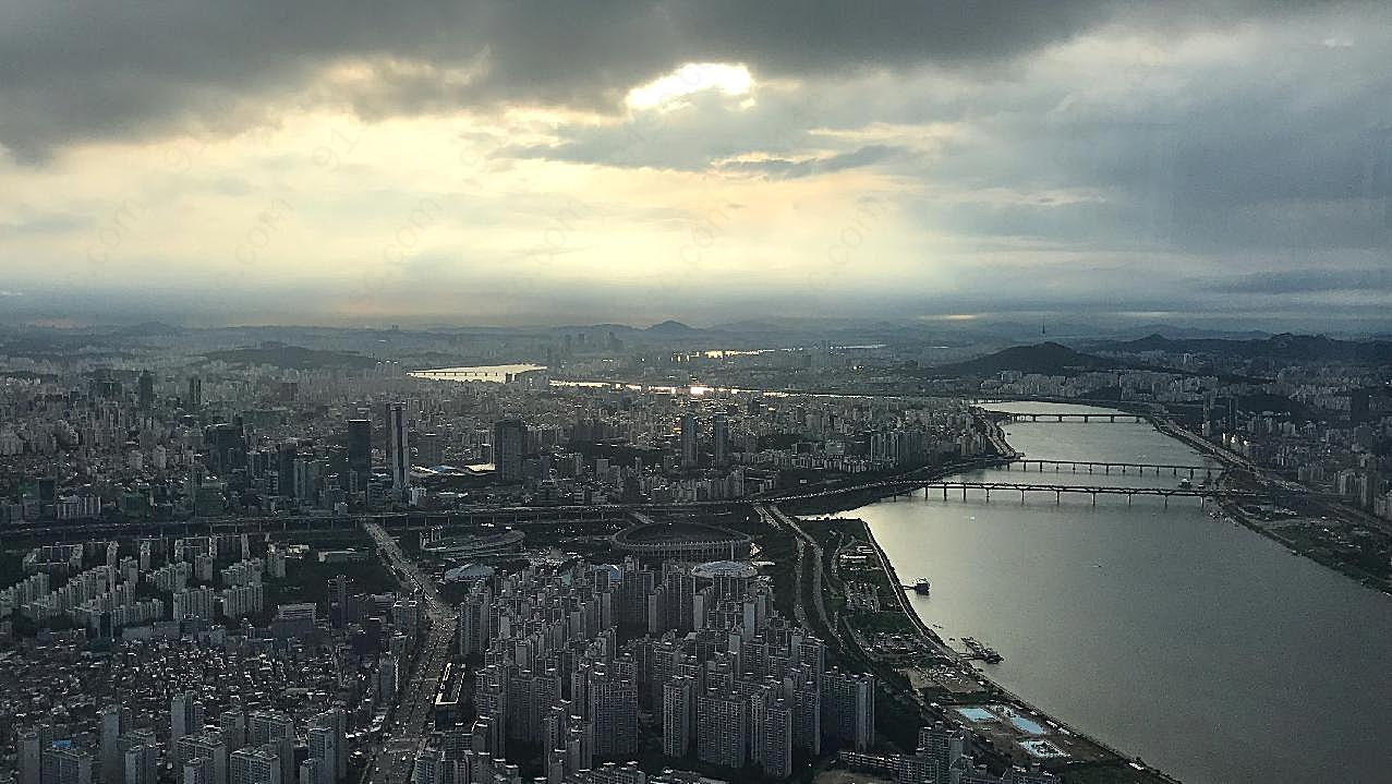 韩国汉城全景图片建筑空间
