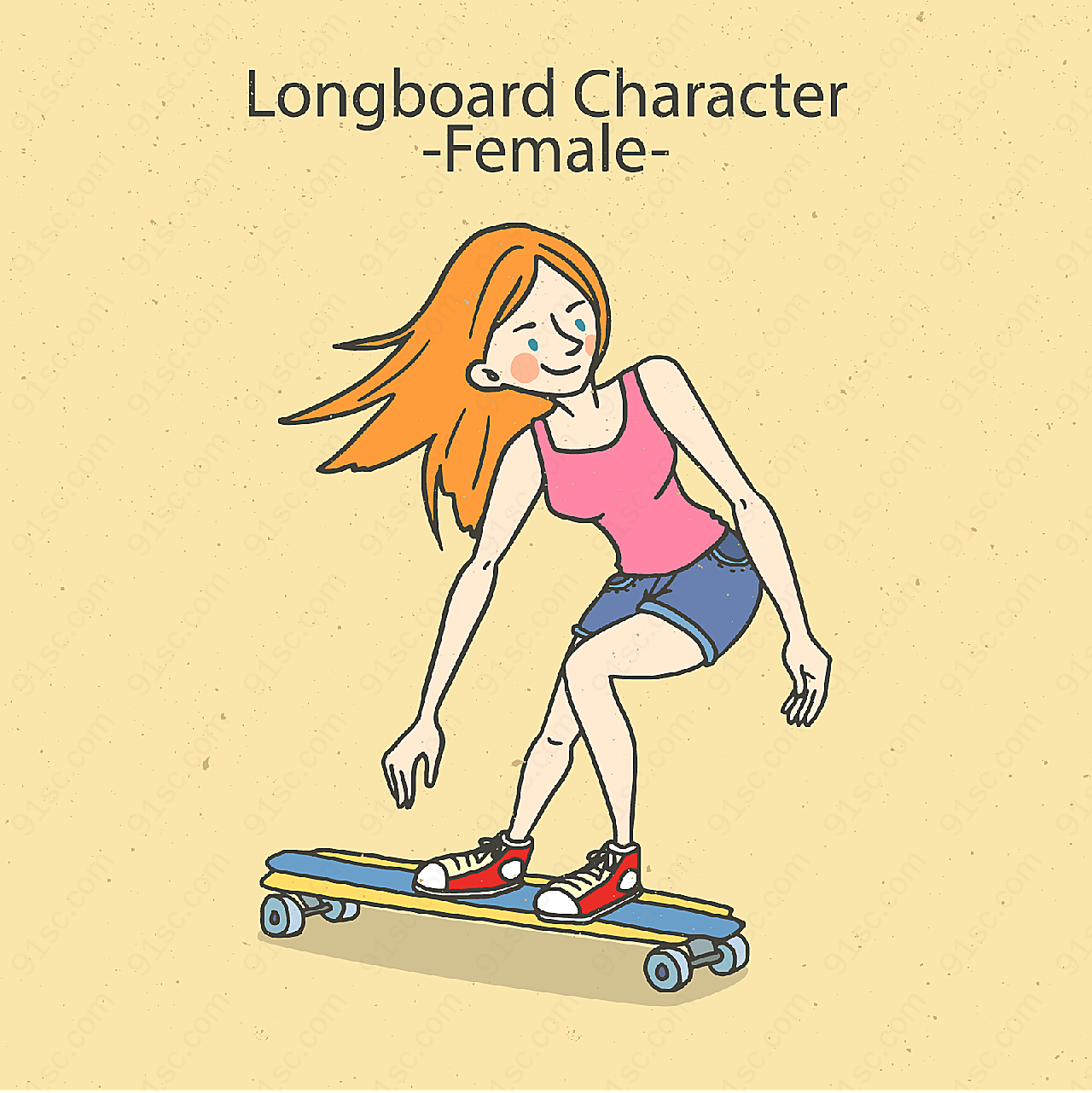 玩滑板的女子矢量女性人物