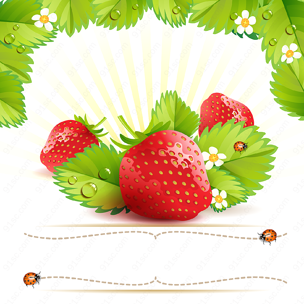 新鲜草莓矢量矢量水果