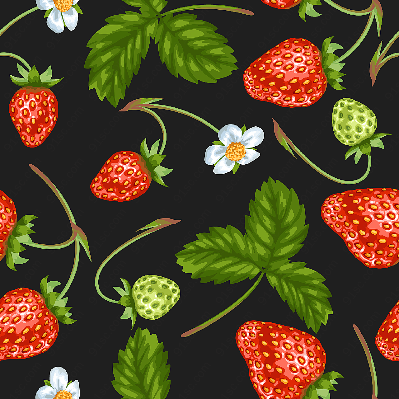 草莓无缝背景矢量水果