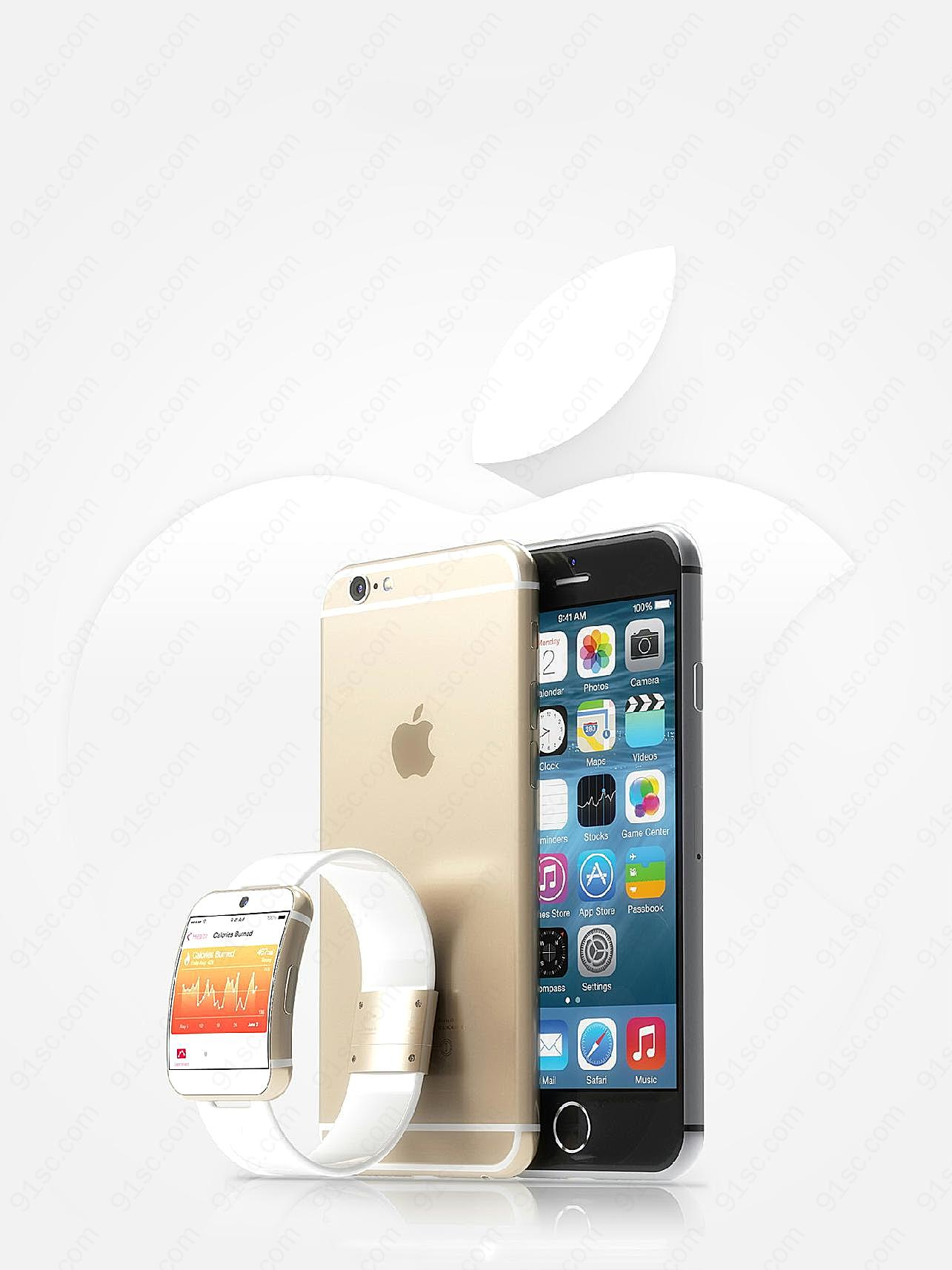 苹果iphone6手机和iwatch图片科技高清