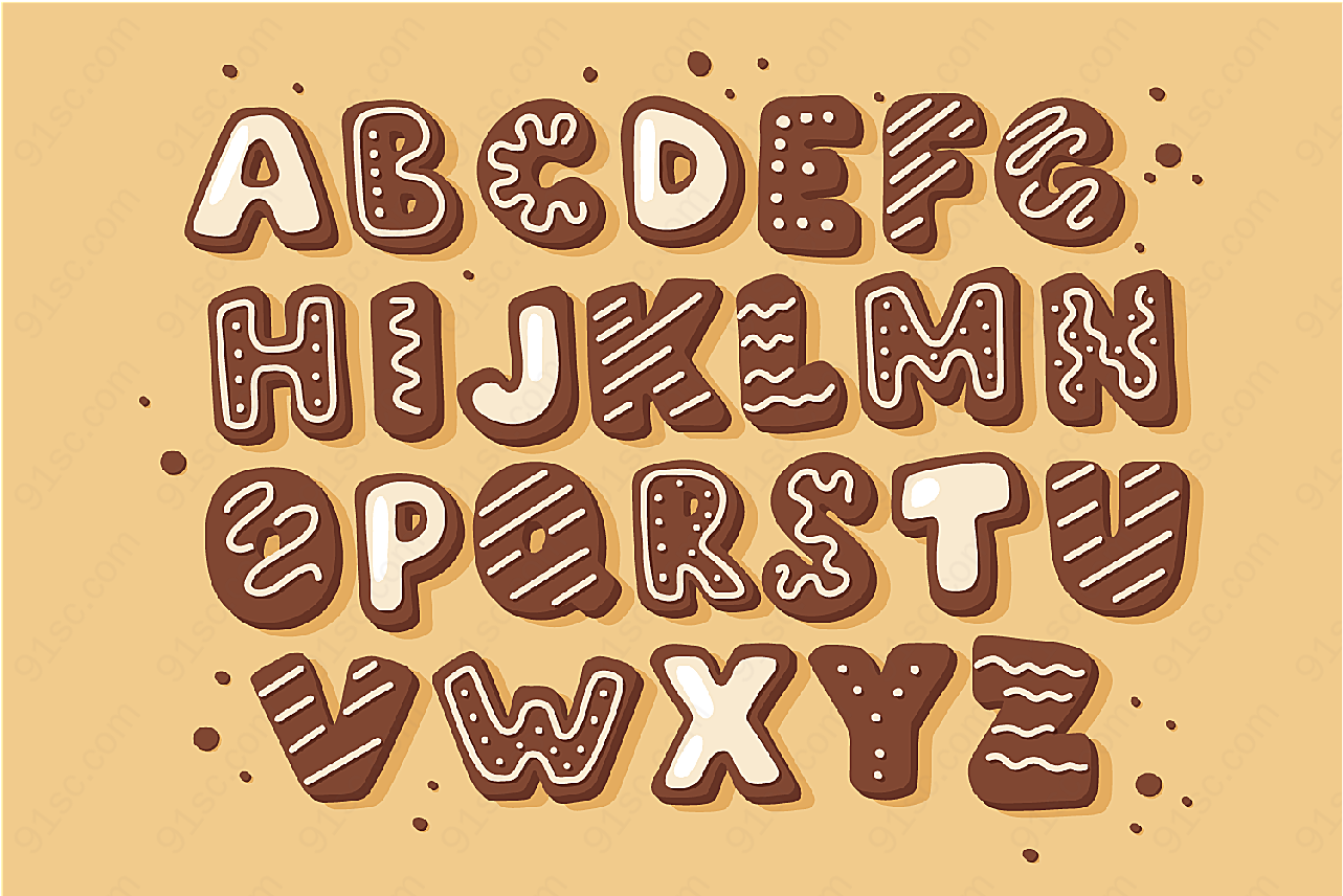 创意饼干字母矢量艺术字