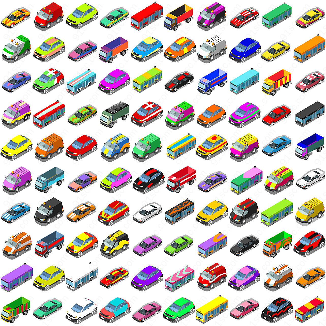 各种彩色车辆矢量交通