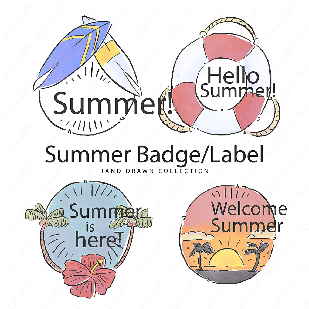 夏季标签和徽章label矢量