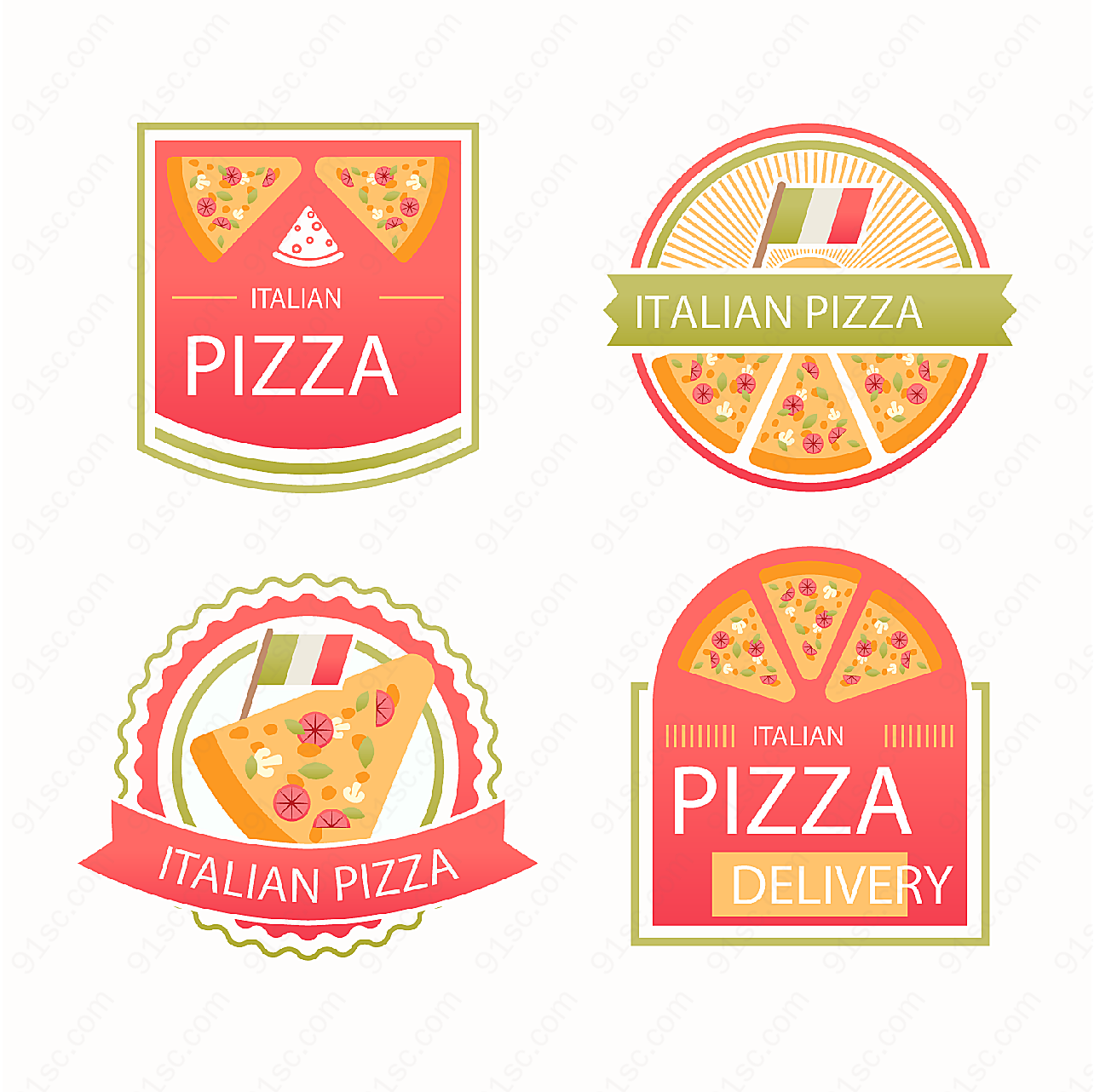 披萨快餐标签矢量label矢量