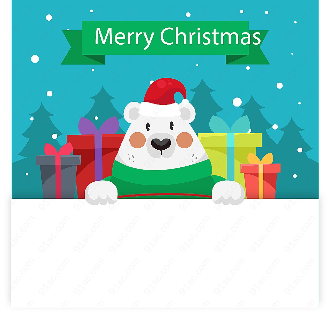 圣诞节北极熊礼物矢量圣诞节