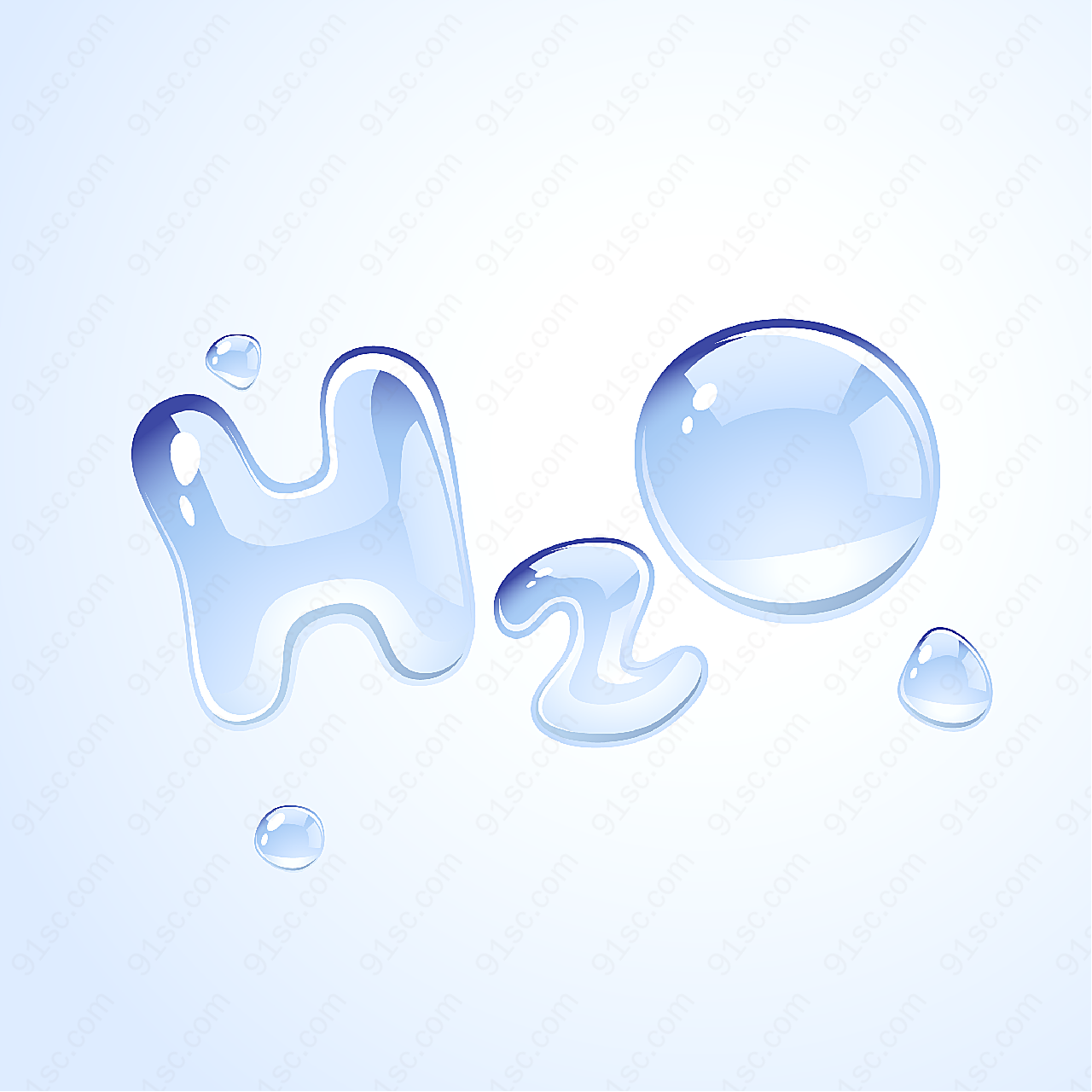 h2o形状水珠矢量艺术字