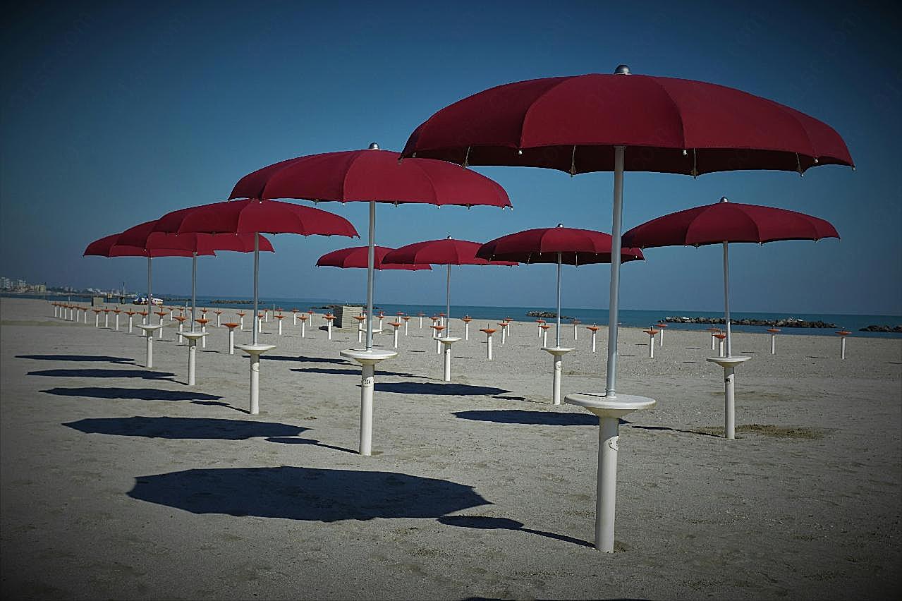 海滩遮阳伞图片生活高清