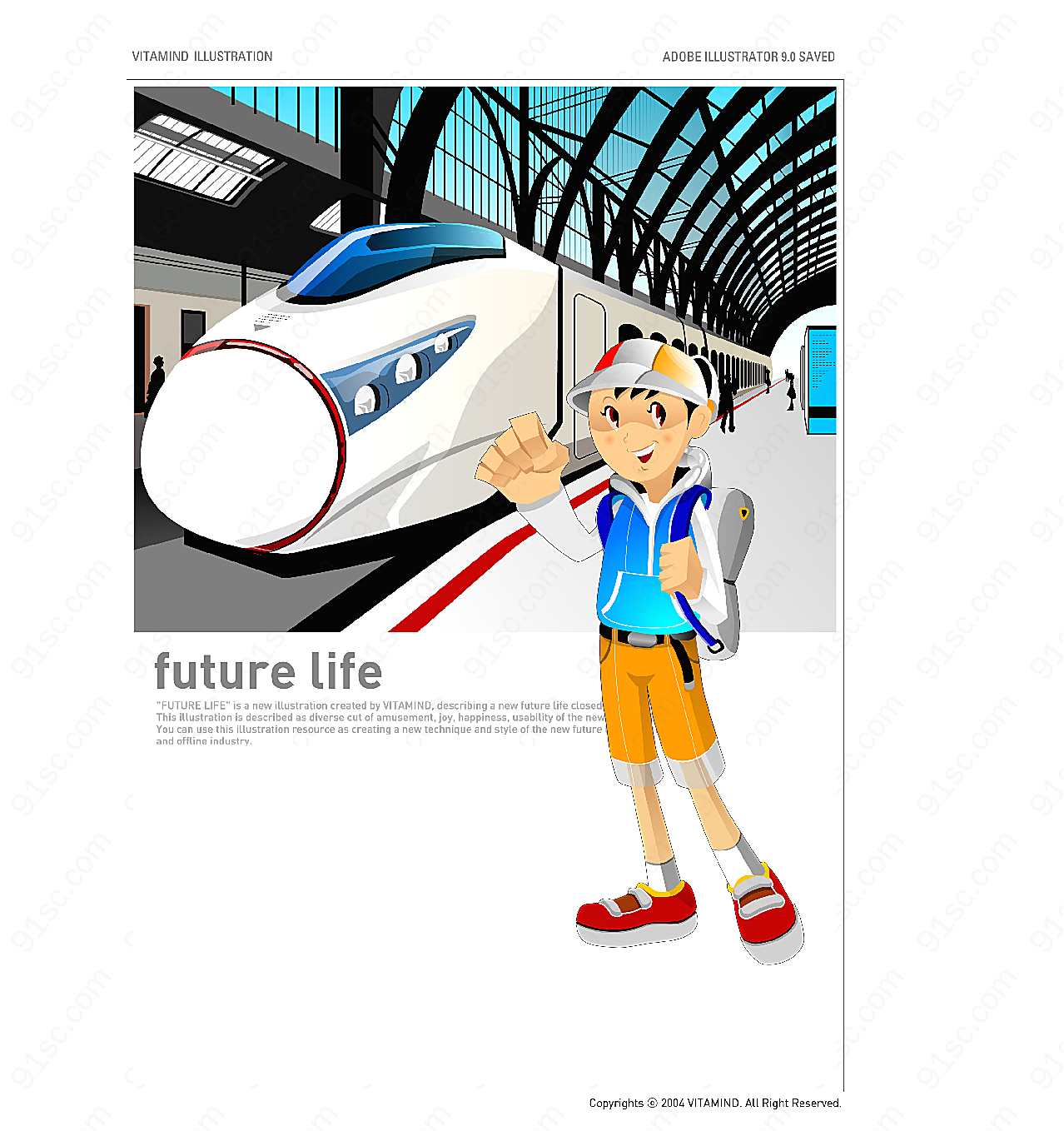未来生活-坐地铁矢量生活人物