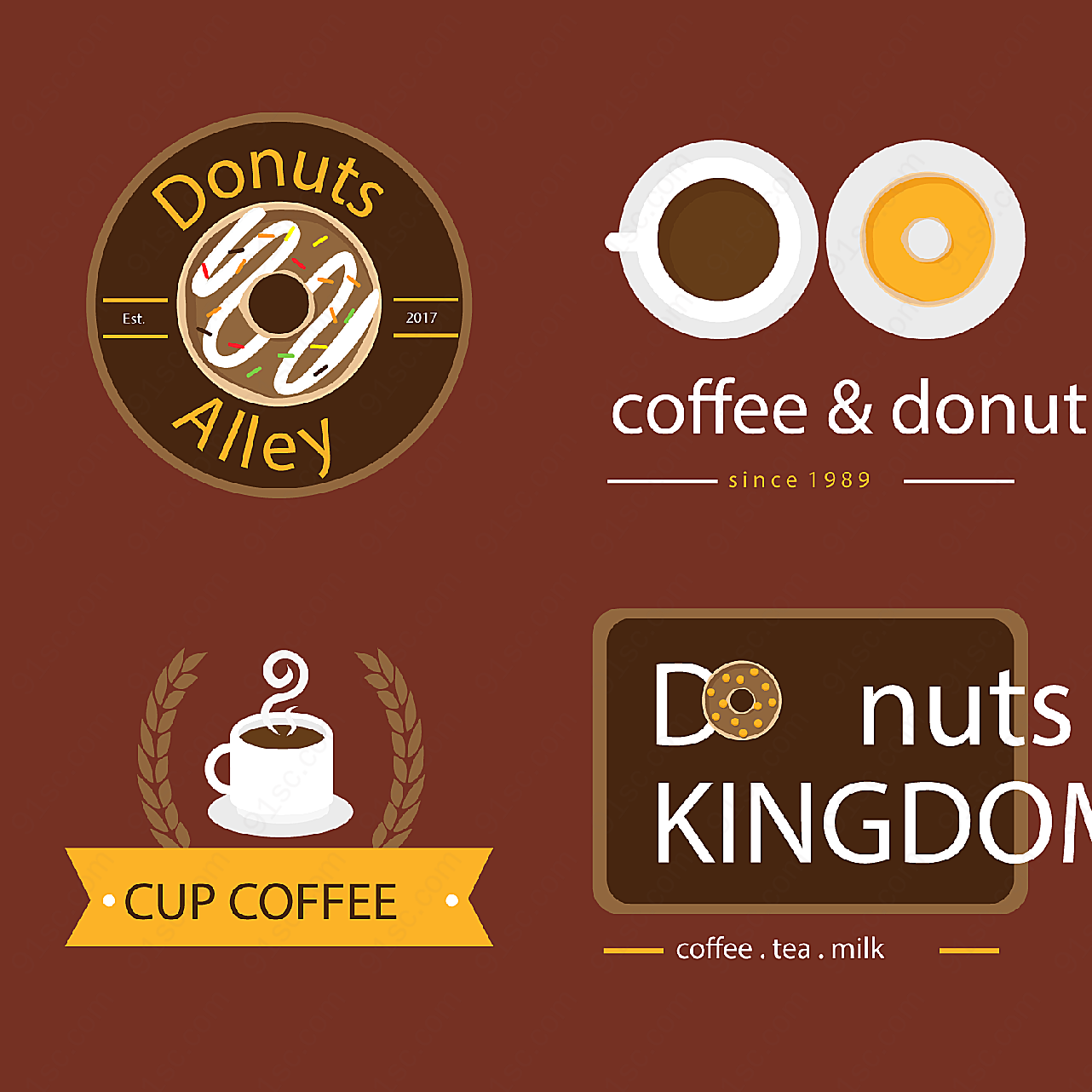 咖啡和甜品店标志矢量logo图形