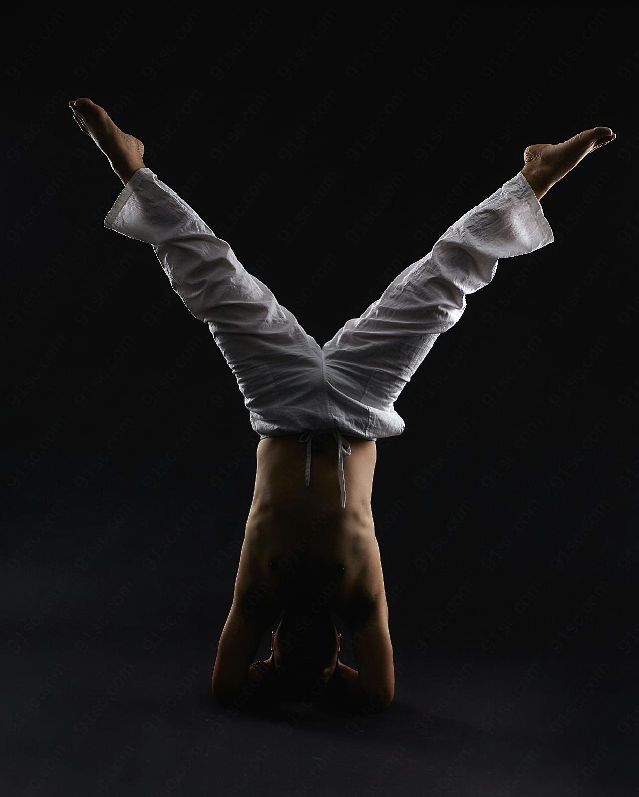 倒立瑜伽姿势图片人物摄影