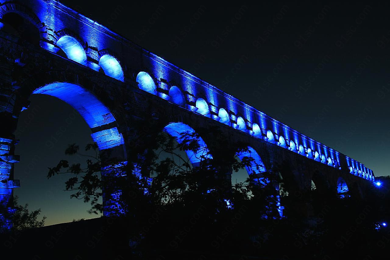 加尔桥夜景图片高清