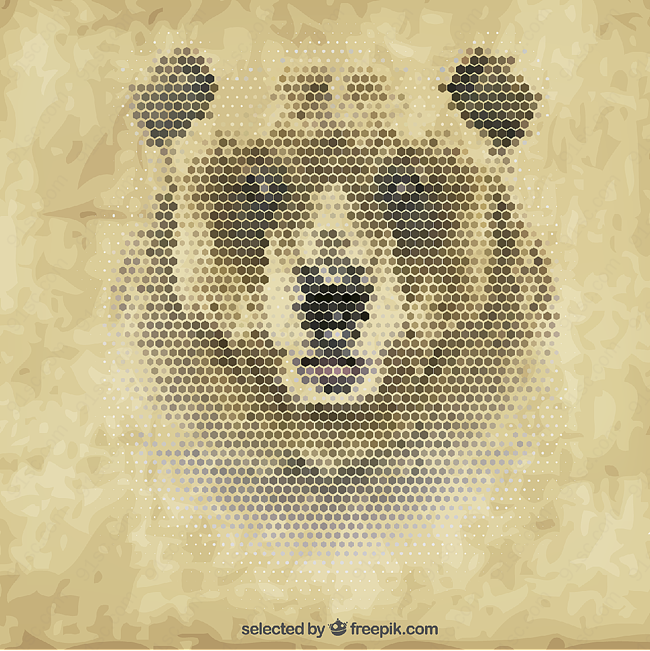 棕熊像素头像矢量野生动物