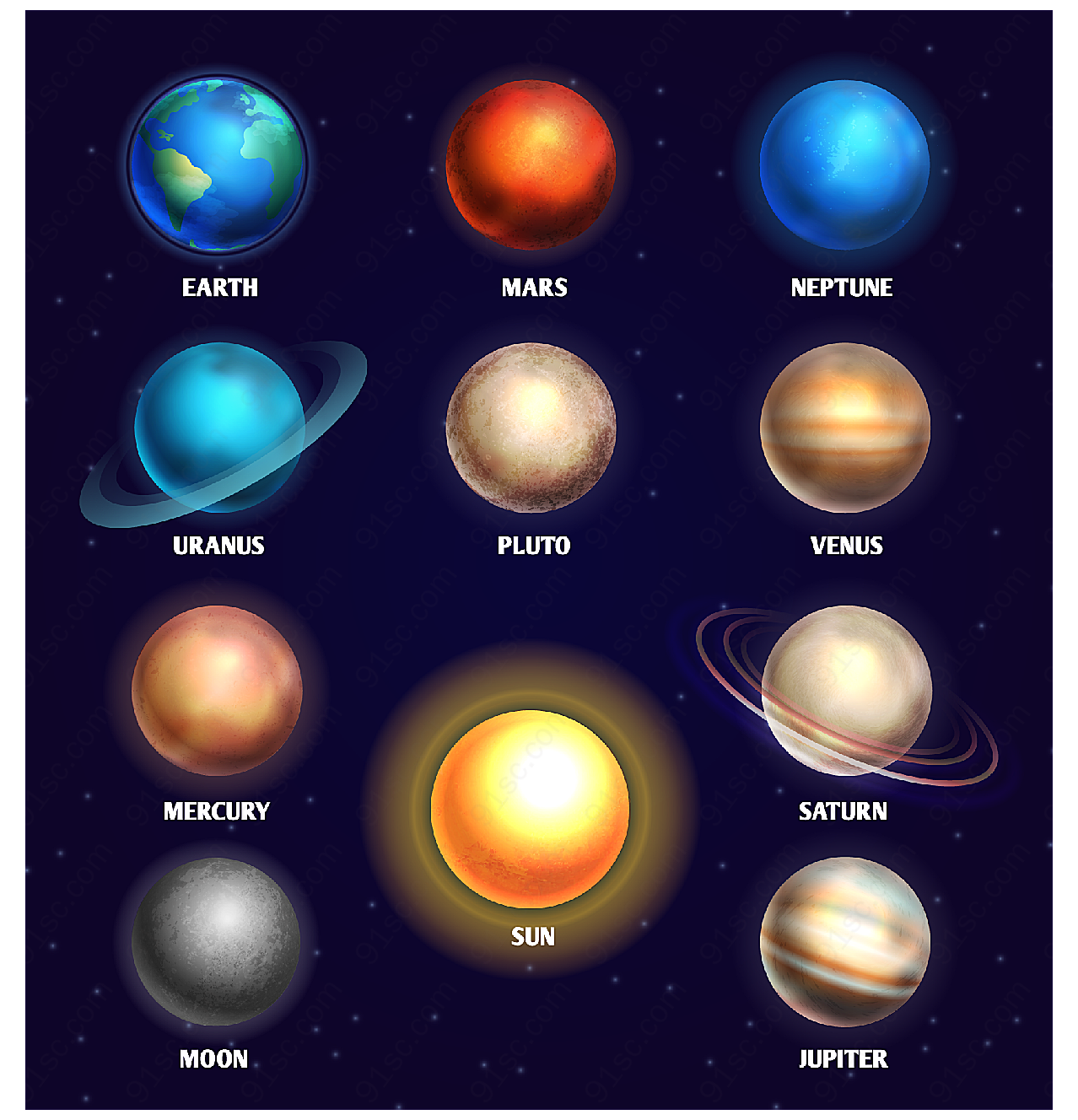 太阳系恒星矢量矢量自然元素
