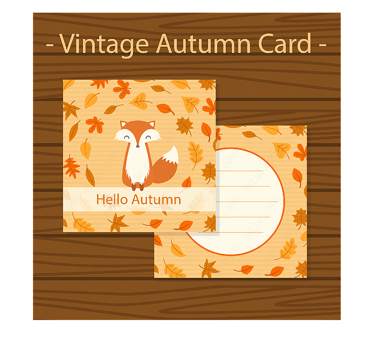 秋季狐狸卡片矢量名片卡片