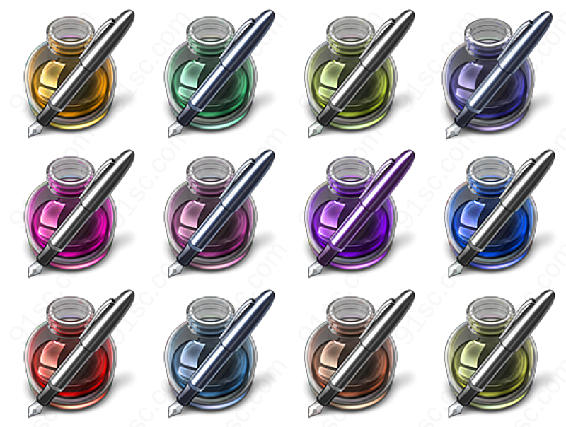 色彩缤纷的钢笔水生活工具