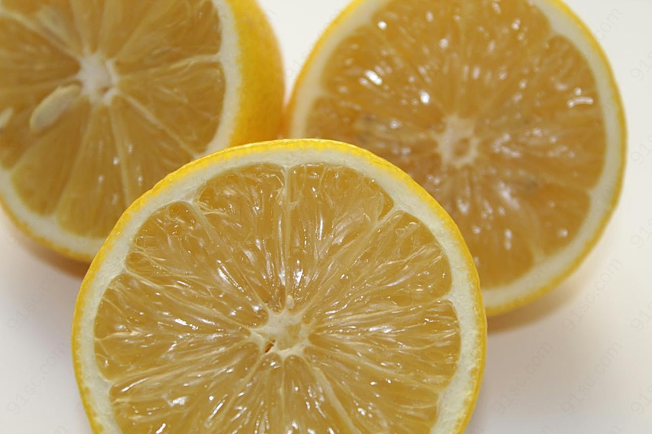 切开黄柠檬图片水果