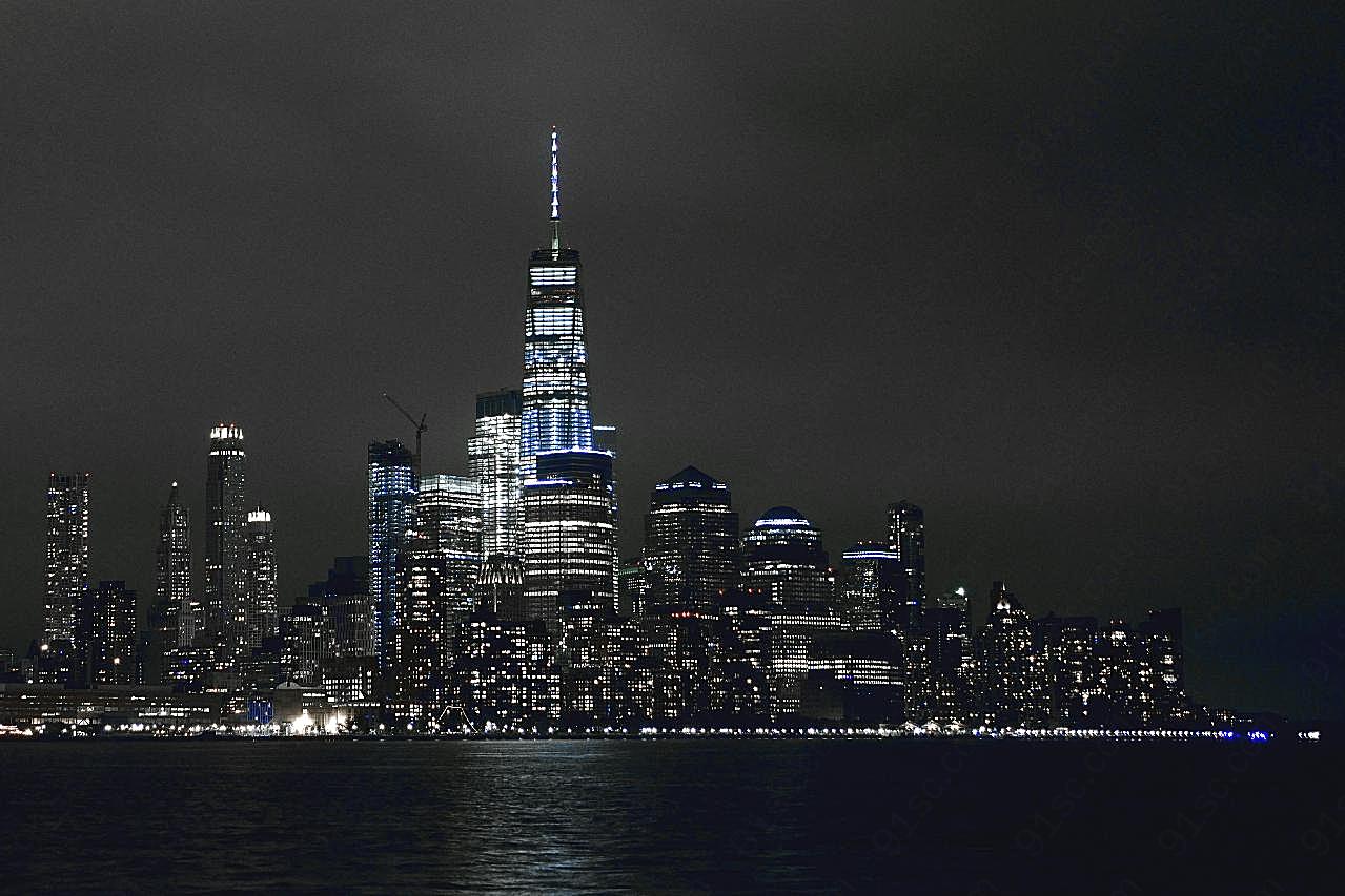 曼哈顿摩天楼夜景图片城市景观