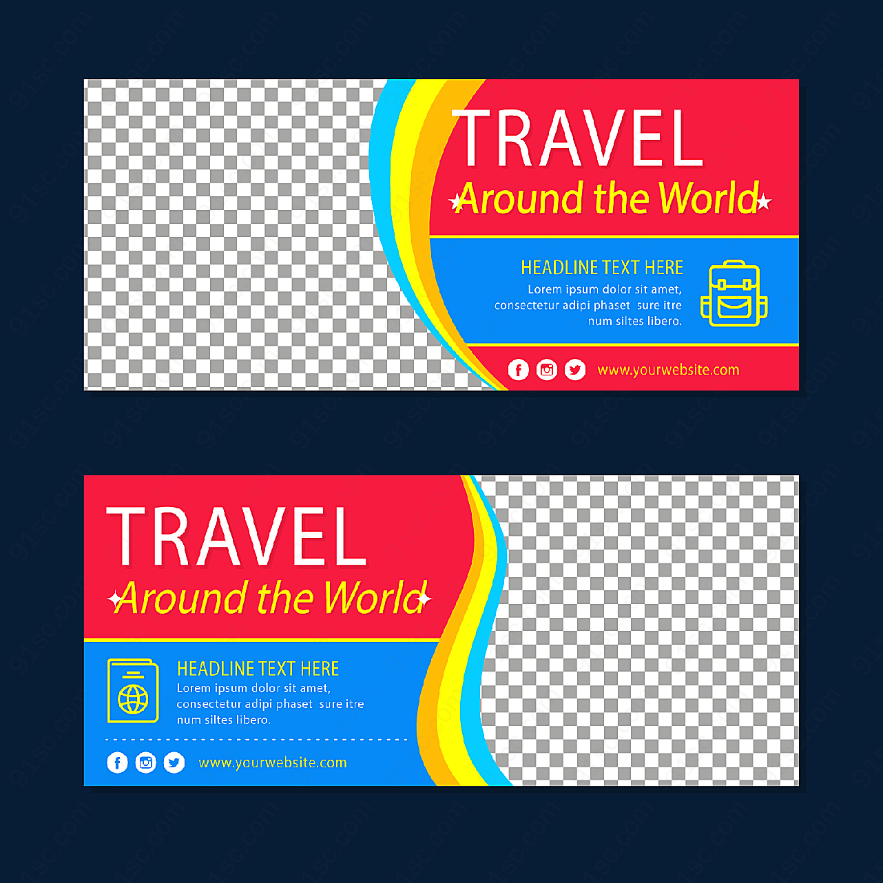旅行元素banner平面广告