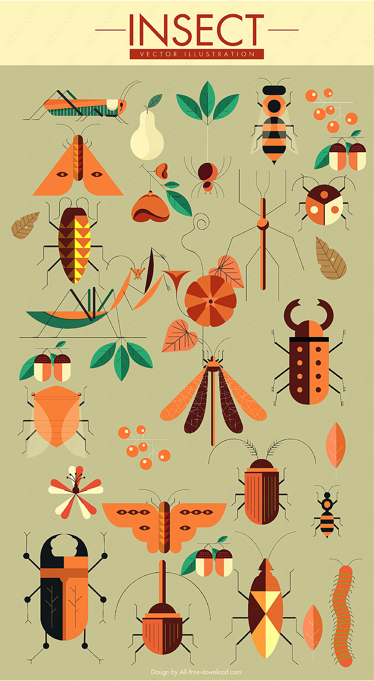 昆虫设计矢量矢量昆虫