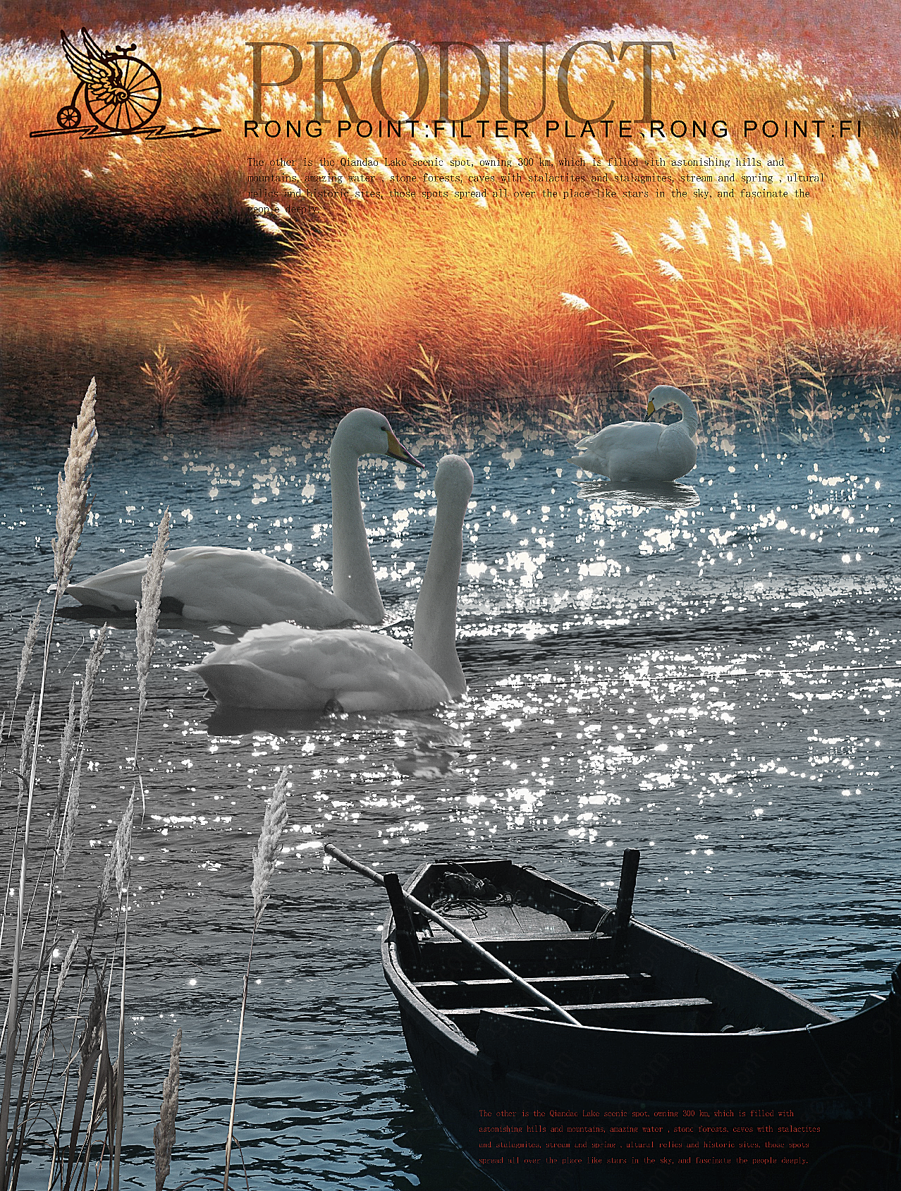 芦苇孤舟天鹅湖广告摄影