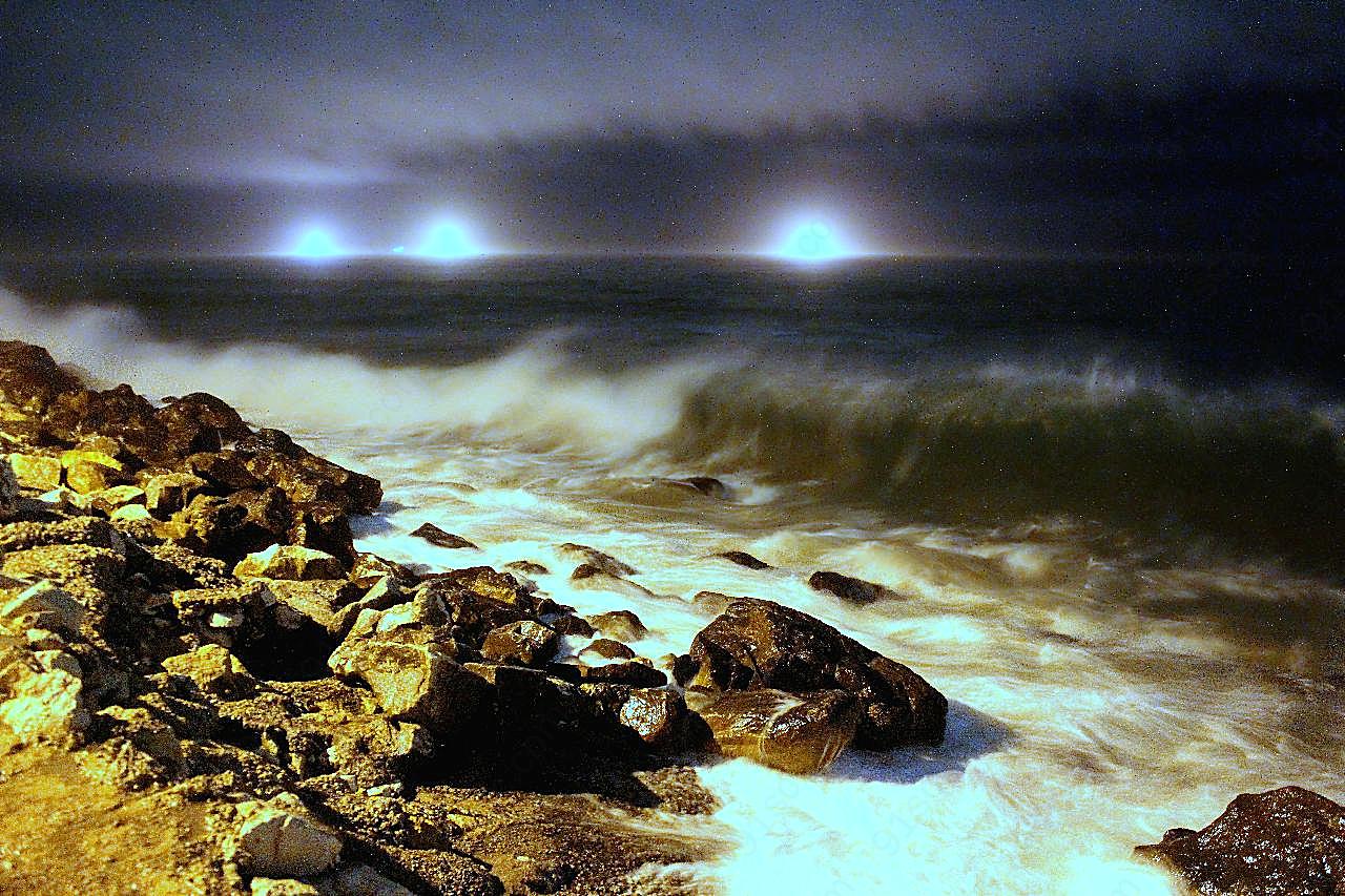 海滩夜色图片高清摄影