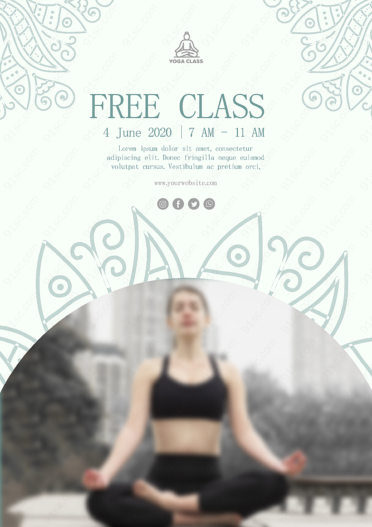 免费瑜伽课程海报高清