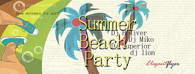 夏季海滩派对海报高清摄影