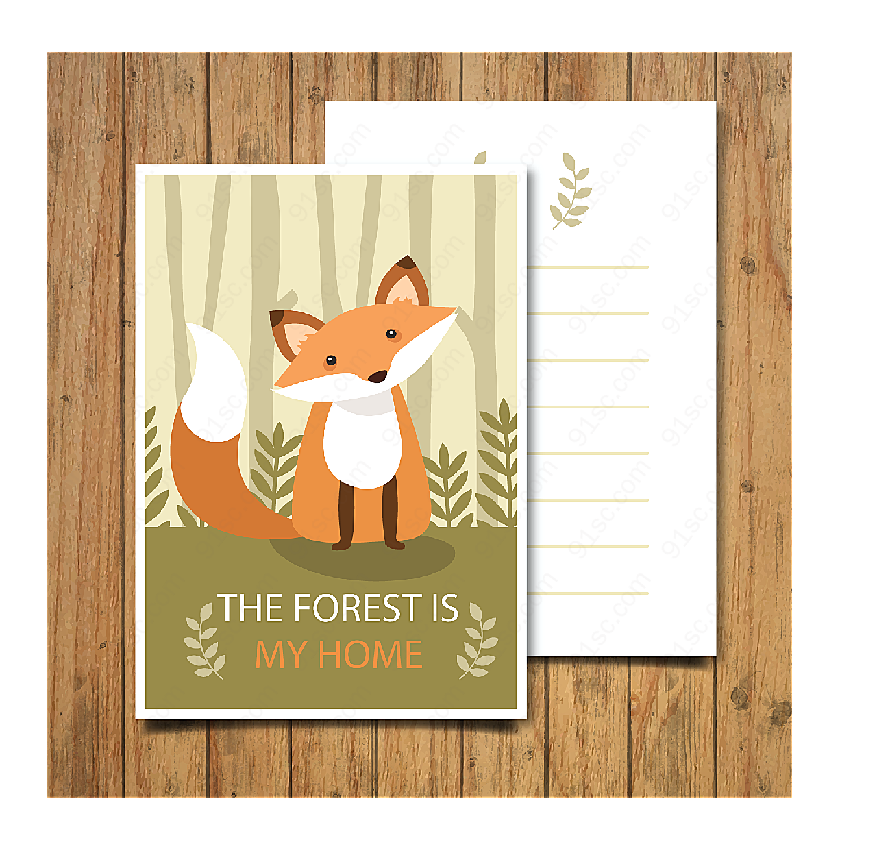 森林狐狸卡片矢量名片卡片