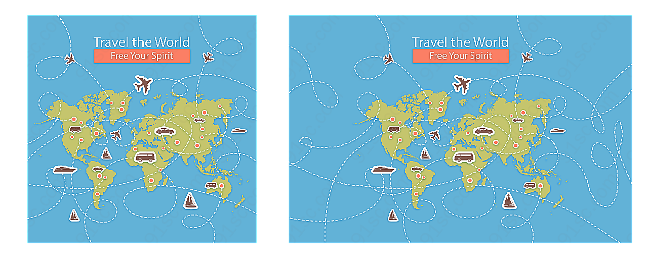 创意环球旅行矢量地图