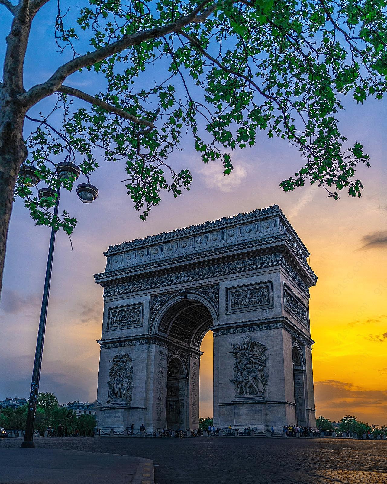巴黎凯旋门唯美图片特色建筑