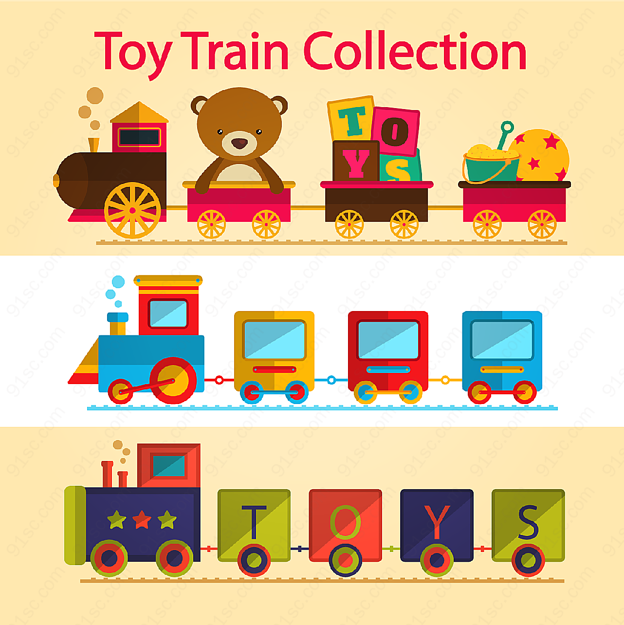 彩色玩具火车矢量卡通物品